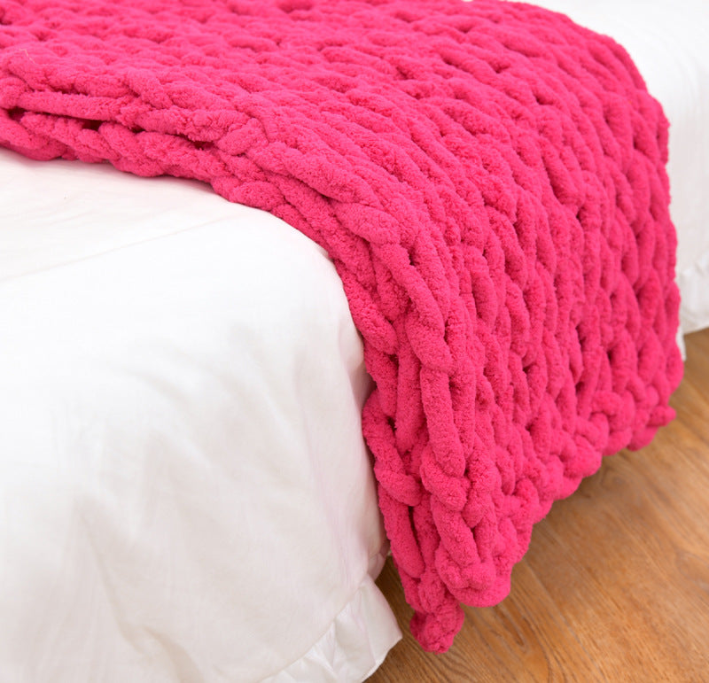 Handmade Coarse Yarn Knitted Chenille Rod Knitted Yarn Sofa Cover Blanket - VELORIA