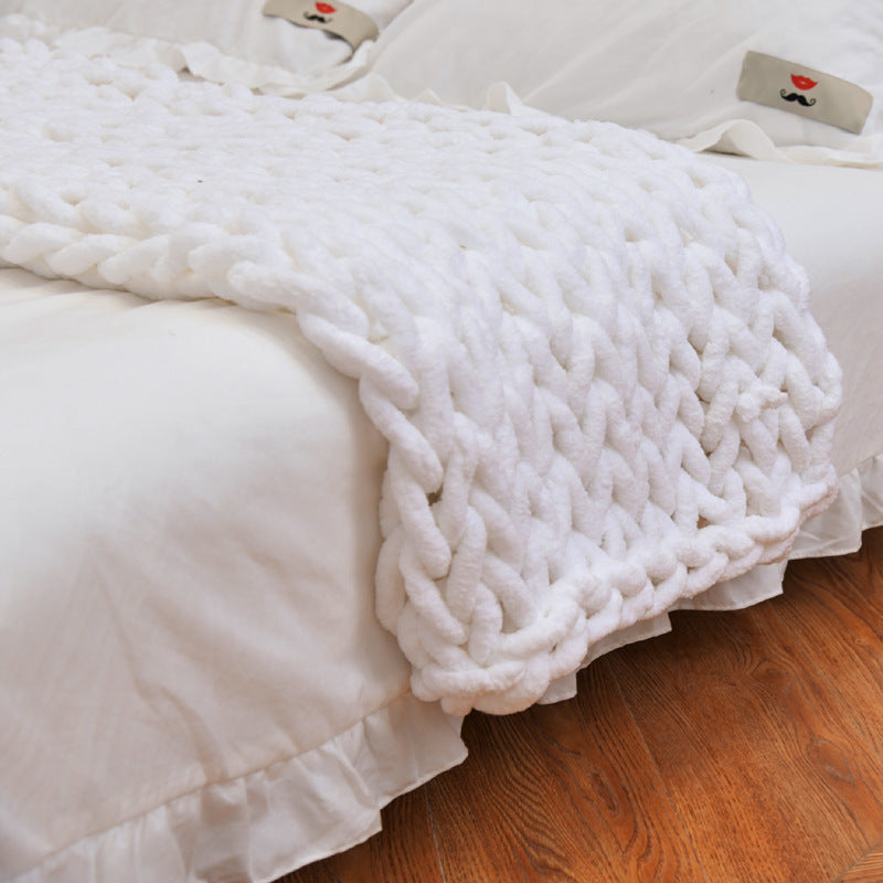 Handmade Coarse Yarn Knitted Chenille Rod Knitted Yarn Sofa Cover Blanket - VELORIA