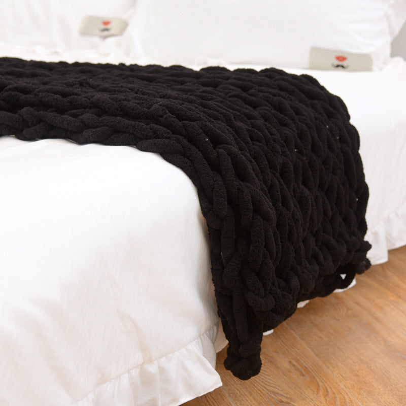 Handmade Coarse Yarn Knitted Chenille Rod Knitted Yarn Sofa Cover Blanket - VELORIA