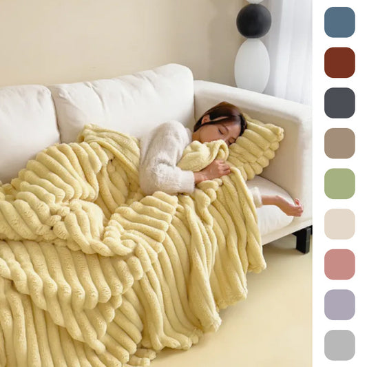 Soft Wind Bubble Velvet Blanket Warm Solid Rabbit Fur Blankets Double-sided Thickening Cover Throw Warm Fur Blanket - VELORIA