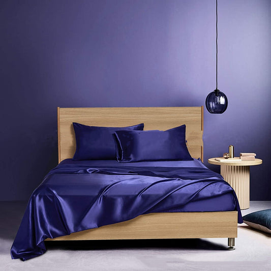Four-piece Set Of Silk Bedding Sheets And Fitted Sheets - VELORIA