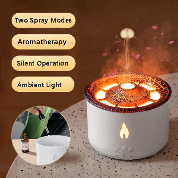 New Creative Ultrasonic Essential Oil Humidifier Volcano Aromatherapy Machine Spray Jellyfish Air Flame Humidifier Diffuser - VELORIA