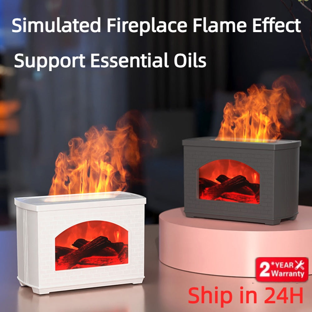 2024 New Simulated Fireplace Air Humidifier Flame Effect Aroma Oil Diffuser Aromatherapy Humidifiers Mist Sprayer Air Purifier - VELORIA
