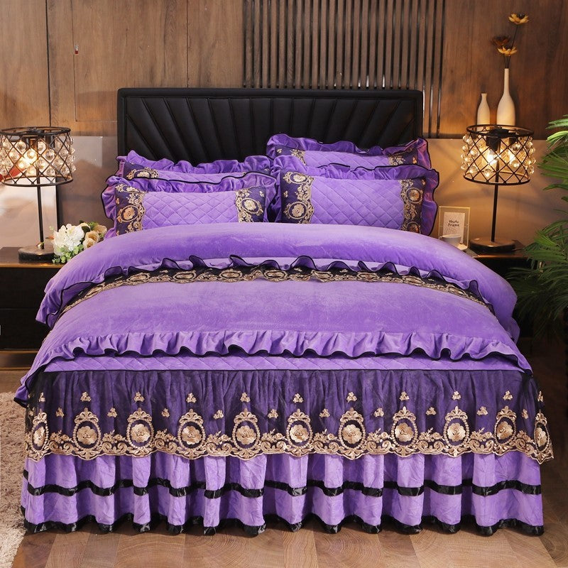 Lace Bedskirt Bedclothes Mattress Cover Bedspread Pillowcases Home Textiles - VELORIA
