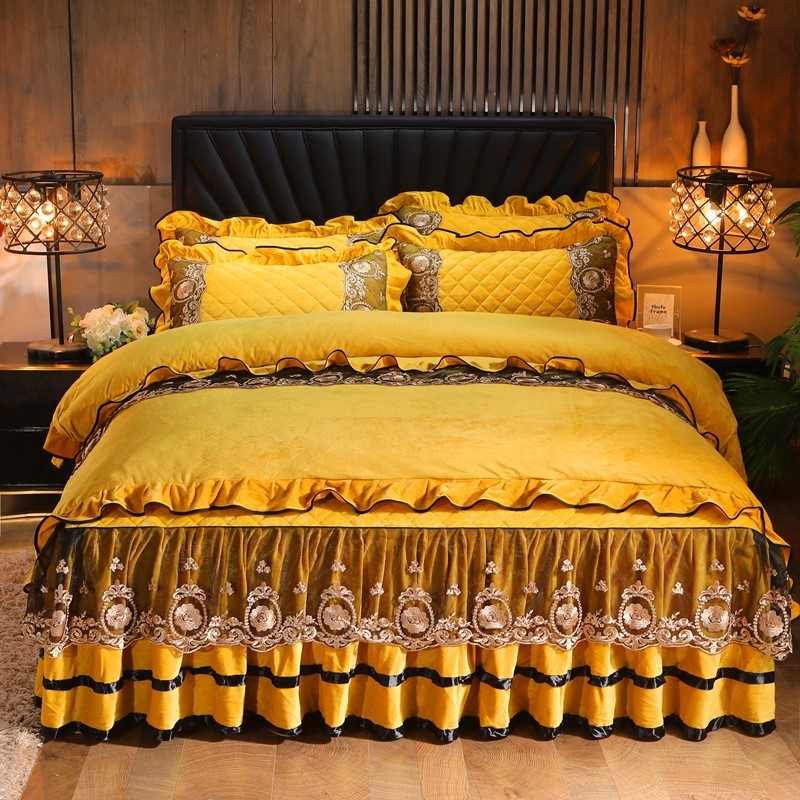 Lace Bedskirt Bedclothes Mattress Cover Bedspread Pillowcases Home Textiles - VELORIA