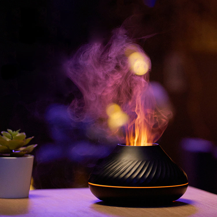 Newest RGB Flame Aroma Diffuser 130Ml 3d Colorful Flame Humidifier Fire Volcano Diffuser Flame - VELORIA