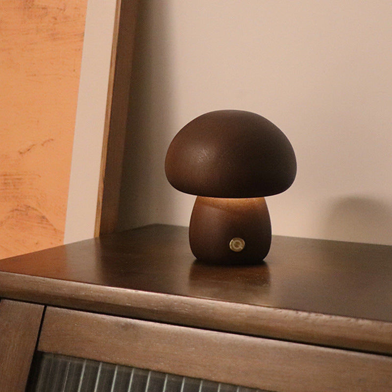 INS Wooden Cute Mushroom LED Night Light With Touch Switch  Bedside Table Lamp For Bedroom Childrens Room Sleeping Night Lamps Home Decor - VELORIA