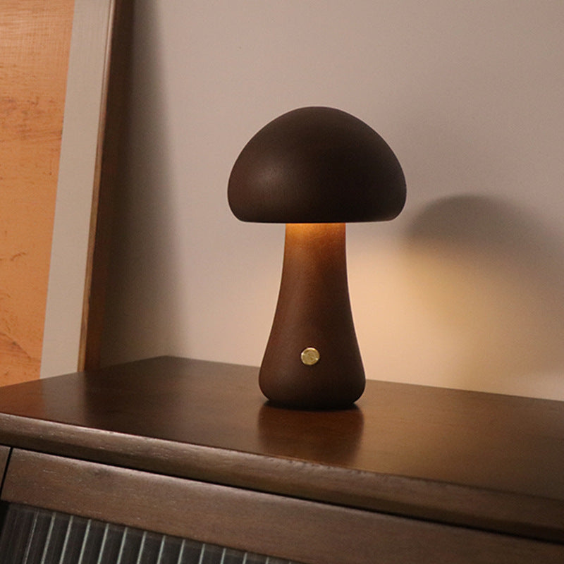 INS Wooden Cute Mushroom LED Night Light With Touch Switch  Bedside Table Lamp For Bedroom Childrens Room Sleeping Night Lamps Home Decor - VELORIA