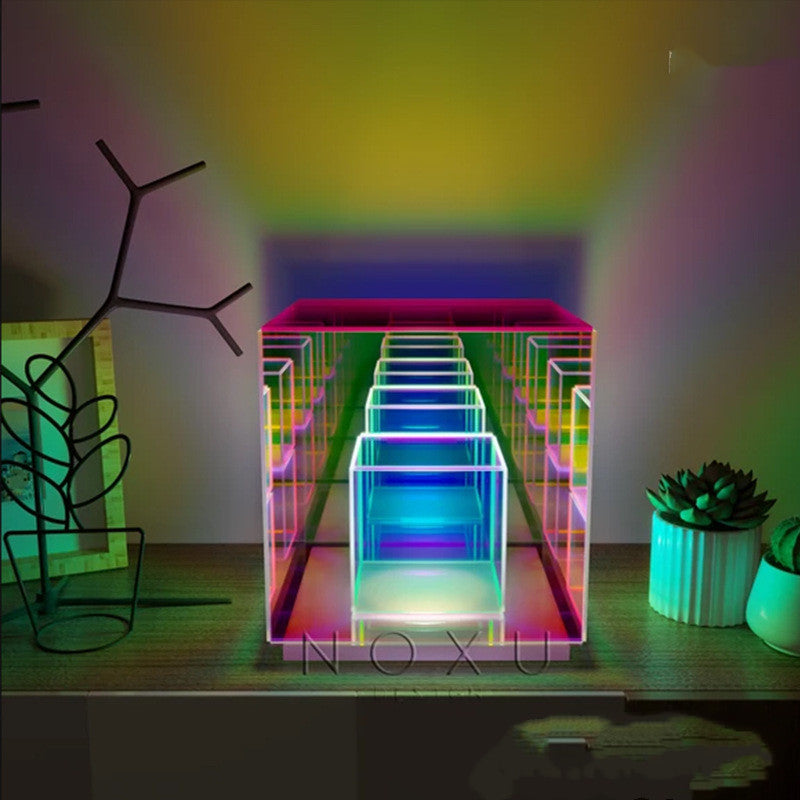 Acrylic Lamp Cube LED Color Table Lamp Cube Box - VELORIA