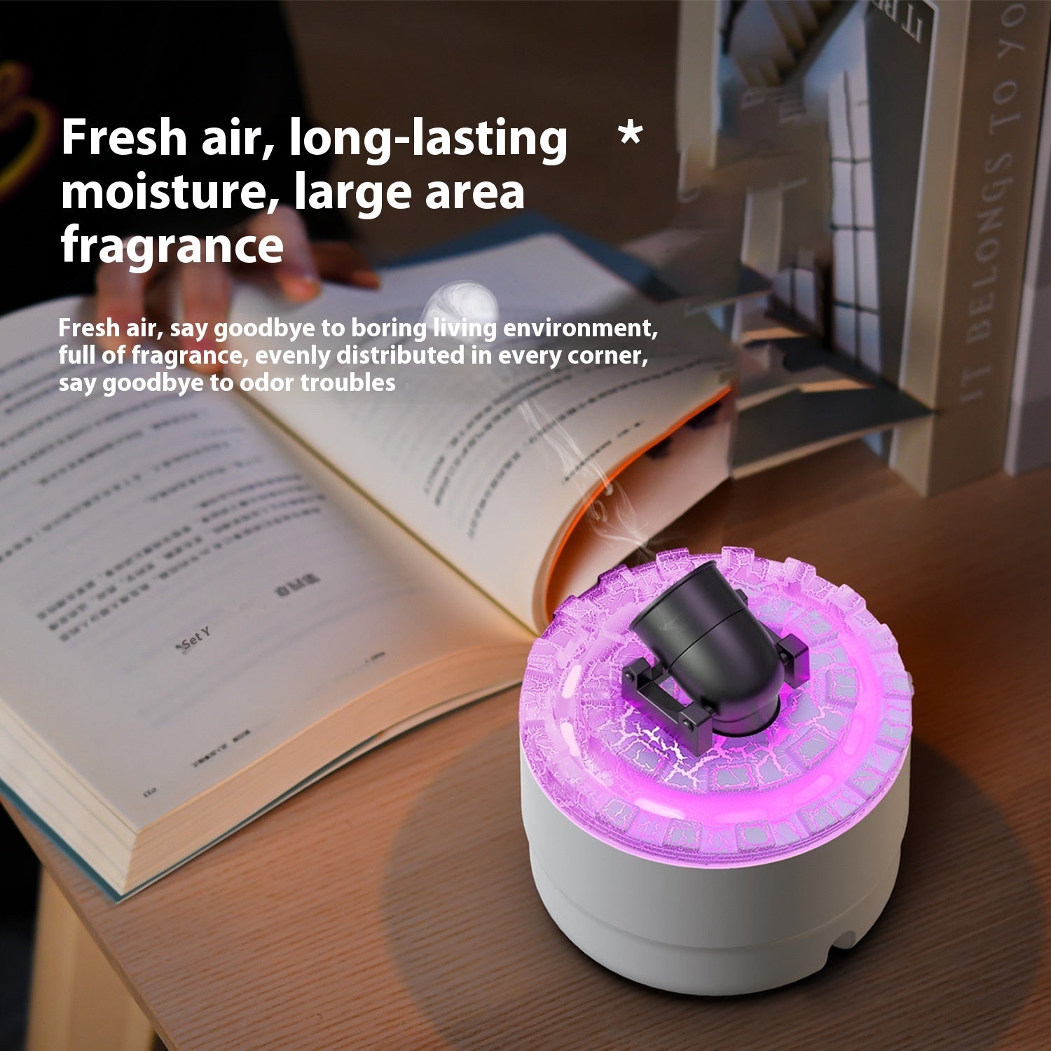 Battery Aroma Diffuser Convenient Home Bedroom Colorful Flame Ambience Light Large Spray Humidifier - VELORIA
