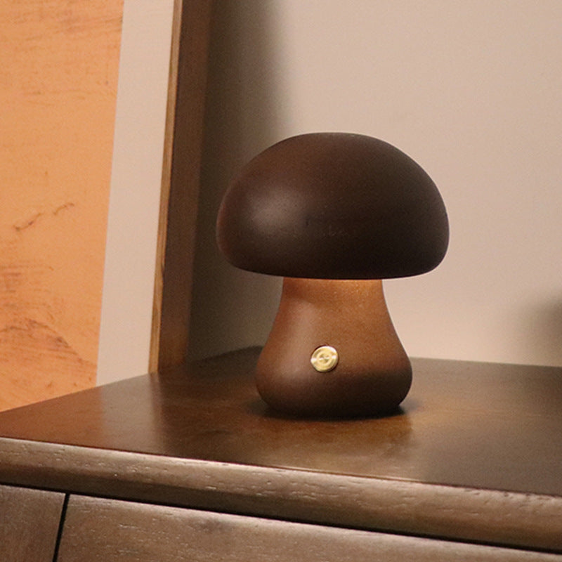 INS Wooden Cute Mushroom LED Night Light With Touch Switch  Bedside Table Lamp For Bedroom Childrens Room Sleeping Night Lamps Home Decor - VELORIA