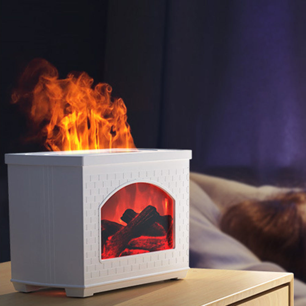2024 New Simulated Fireplace Air Humidifier Flame Effect Aroma Oil Diffuser Aromatherapy Humidifiers Mist Sprayer Air Purifier - VELORIA