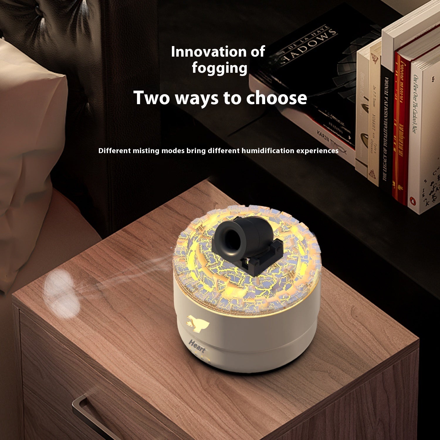 Battery Aroma Diffuser Convenient Home Bedroom Colorful Flame Ambience Light Large Spray Humidifier - VELORIA
