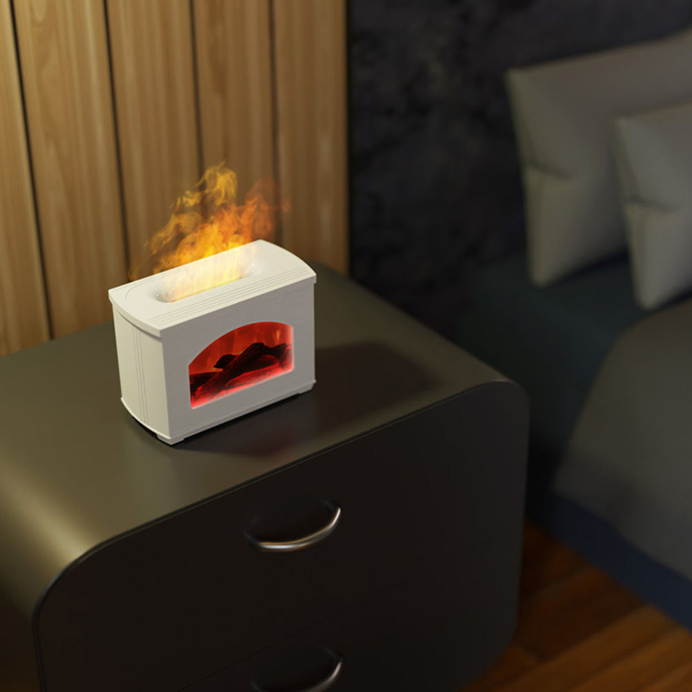 2024 New Simulated Fireplace Air Humidifier Flame Effect Aroma Oil Diffuser Aromatherapy Humidifiers Mist Sprayer Air Purifier - VELORIA