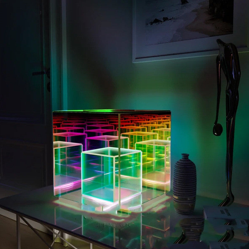 Acrylic Lamp Cube LED Color Table Lamp Cube Box - VELORIA