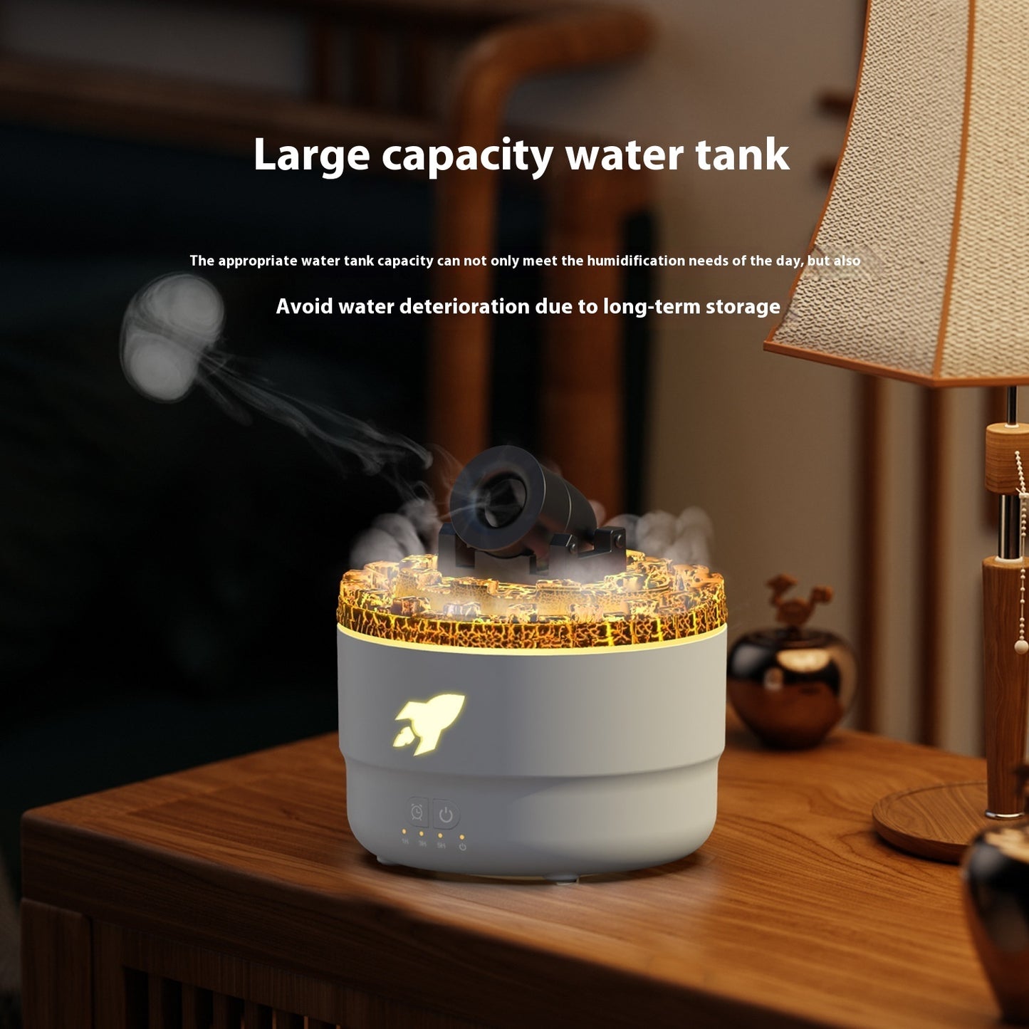 Battery Aroma Diffuser Convenient Home Bedroom Colorful Flame Ambience Light Large Spray Humidifier - VELORIA