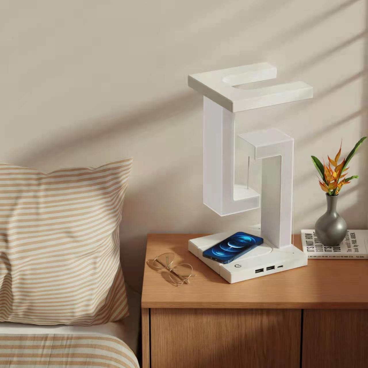 Creative Smartphone Wireless Charging Suspension Table Lamp Balance Lamp Floating For Home Bedroom - VELORIA