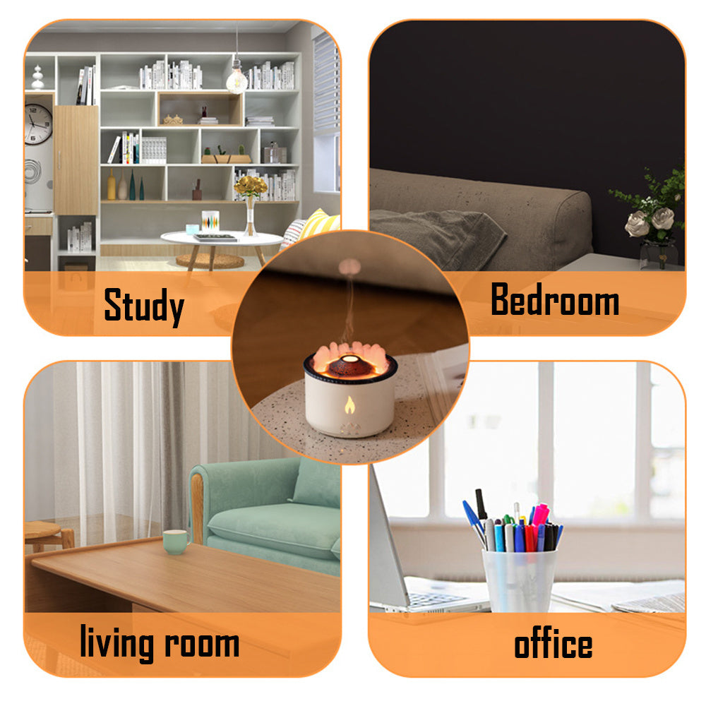 New Creative Ultrasonic Essential Oil Humidifier Volcano Aromatherapy Machine Spray Jellyfish Air Flame Humidifier Diffuser - VELORIA