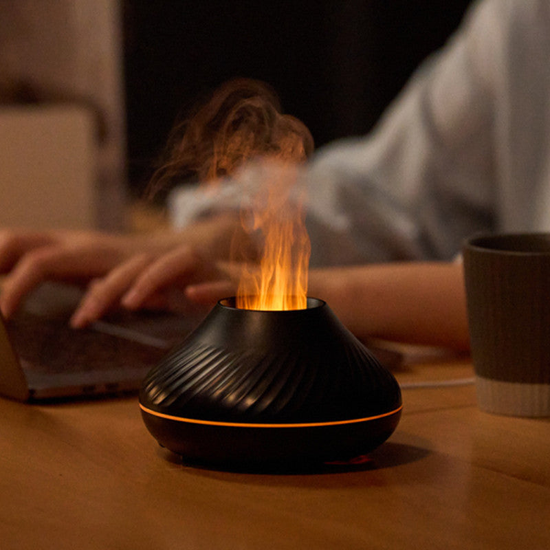 Newest RGB Flame Aroma Diffuser 130Ml 3d Colorful Flame Humidifier Fire Volcano Diffuser Flame - VELORIA