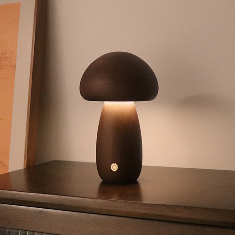 INS Wooden Cute Mushroom LED Night Light With Touch Switch  Bedside Table Lamp For Bedroom Childrens Room Sleeping Night Lamps Home Decor - VELORIA