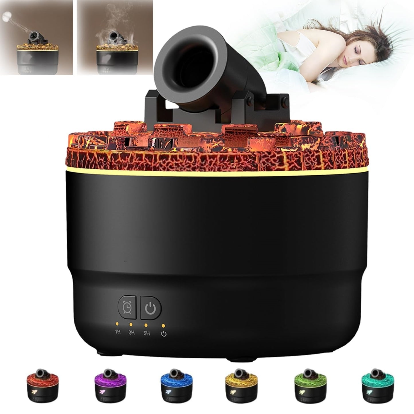 Battery Aroma Diffuser Convenient Home Bedroom Colorful Flame Ambience Light Large Spray Humidifier - VELORIA