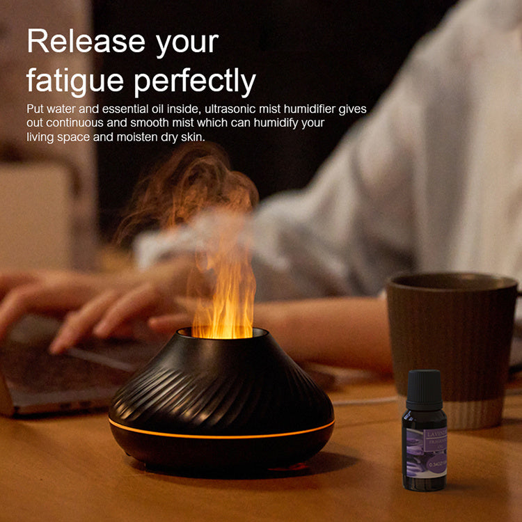 Newest RGB Flame Aroma Diffuser 130Ml 3d Colorful Flame Humidifier Fire Volcano Diffuser Flame - VELORIA