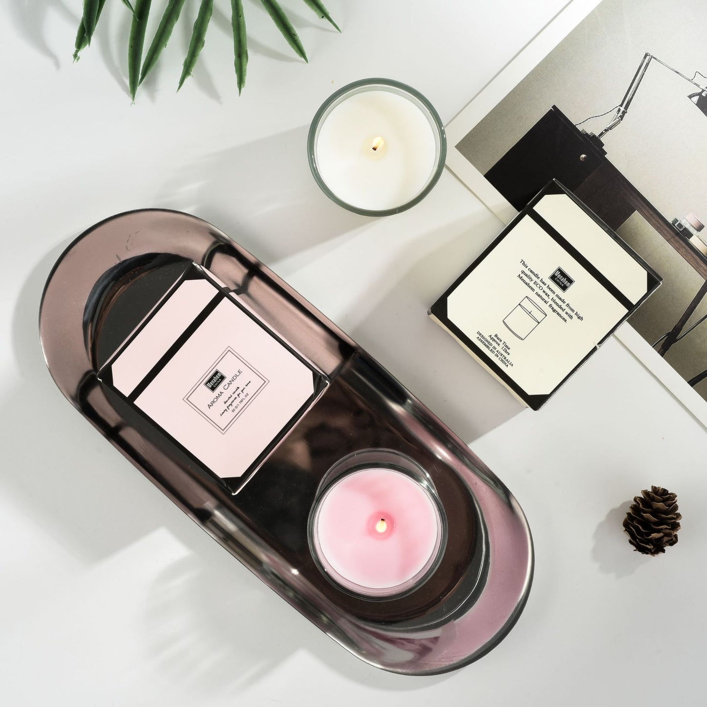 Plant Candles Aromatherapy Glass Romantic Fragrance - VELORIA