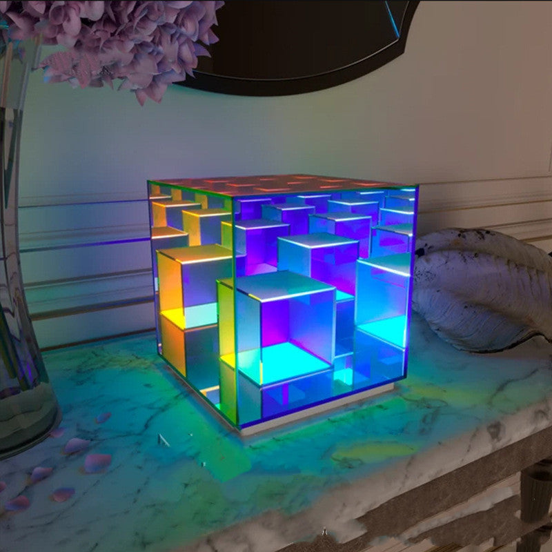 Acrylic Lamp Cube LED Color Table Lamp Cube Box - VELORIA