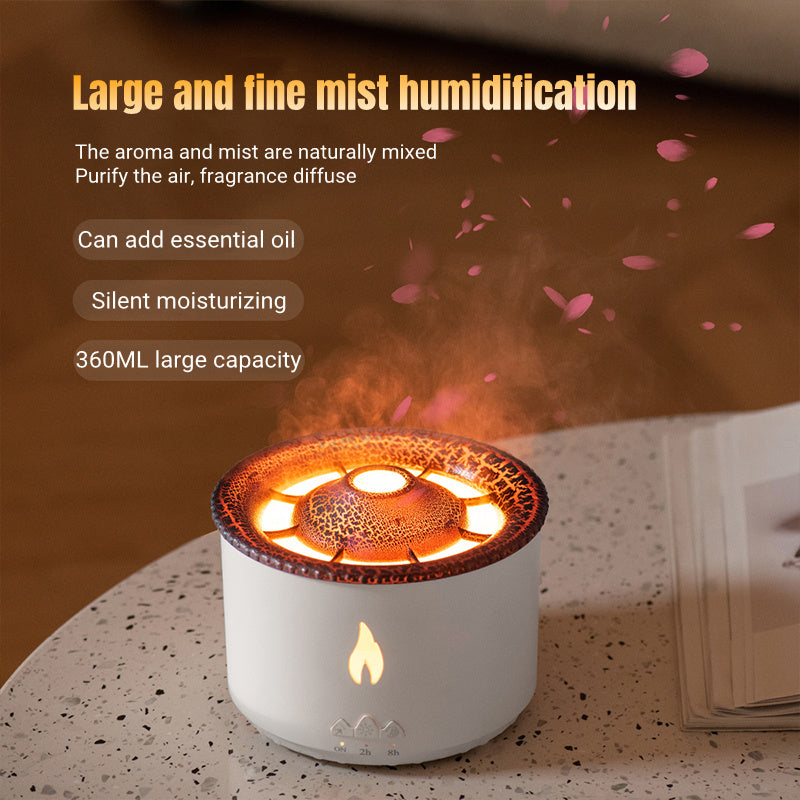 New Creative Ultrasonic Essential Oil Humidifier Volcano Aromatherapy Machine Spray Jellyfish Air Flame Humidifier Diffuser - VELORIA