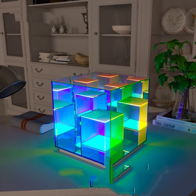Acrylic Lamp Cube LED Color Table Lamp Cube Box - VELORIA