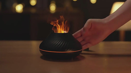 Newest RGB Flame Aroma Diffuser 130Ml 3d Colorful Flame Humidifier Fire Volcano Diffuser Flame